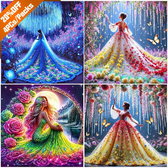 Girl In Dress - Full Round Drill Diamond Painting - 40*40CM(Canvas)