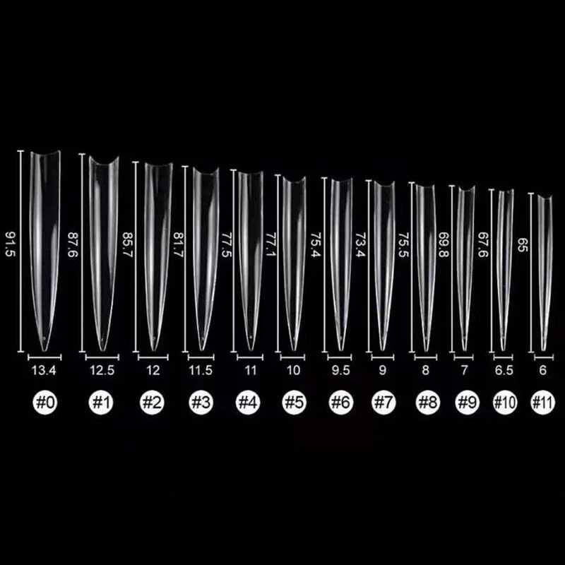 120pcs/bag 4XL Extra Long Stiletto Fake Nail Tips Clear Acrylic False Nails Half Cover Press on Fake Finger Salon Manicure Tools-Nail Inspo