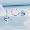 925 Sterling Silver Blue Crystal Heart Ear Buckles 