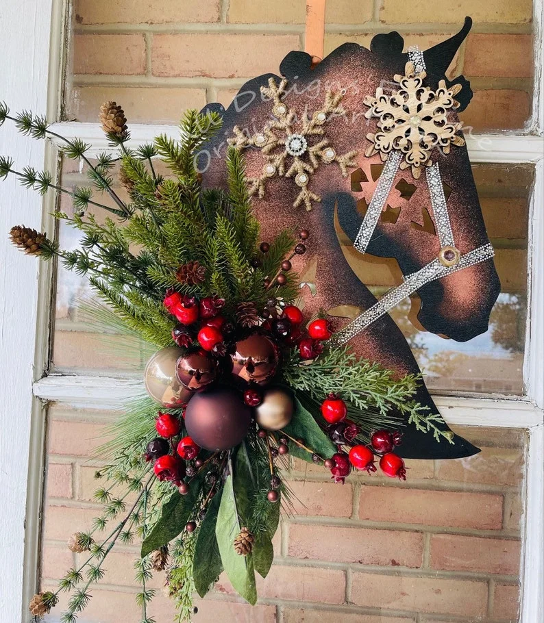 🔥Christmas Dressage Wood Horse Head Wall Decor 🔥(CHRISTMAS SALE)