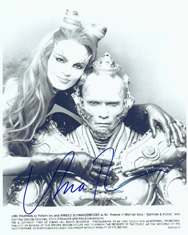 UMA THURMAN signed BATMAN & ROBIN 8x10 w/ coa VILLAINOUS POISON IVY & MR ZE