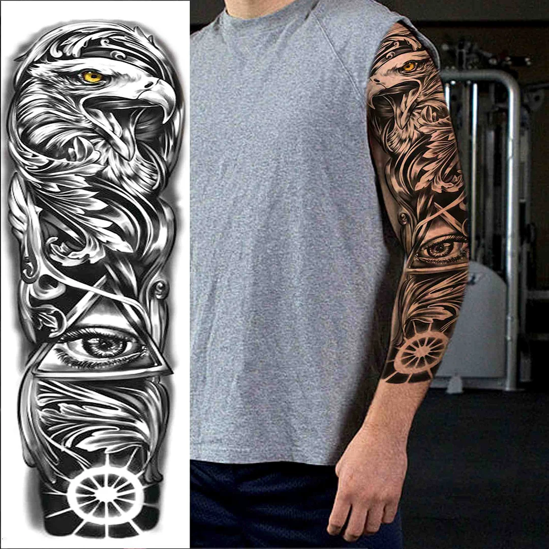 Sexy Wolf Full Flower Arm Temporary Tattoo Stickers For Men Body Art Sleeve Tattoo Decals Girl Women Waterproof Tatoo Fox Legs