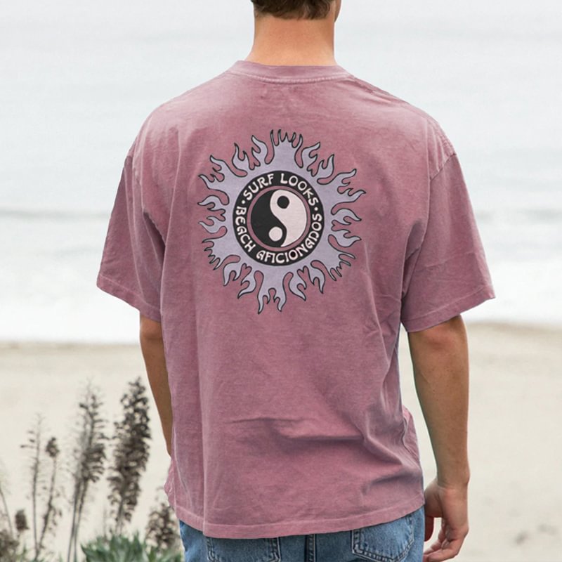 Blazing Sun Retro Casual Tee、、URBENIE