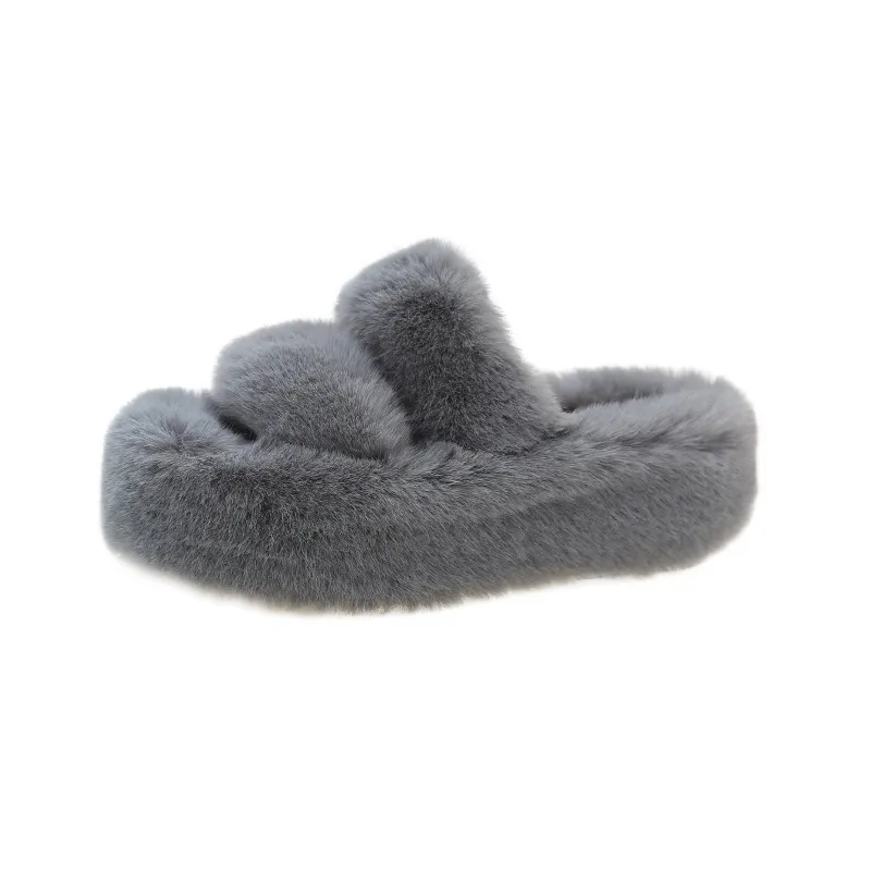 Breakj Breakj Tide Slew Soft 7Cm External Wear Hairy Slippers Women Flat-Bottom One-Word Drag Autumn New Thick