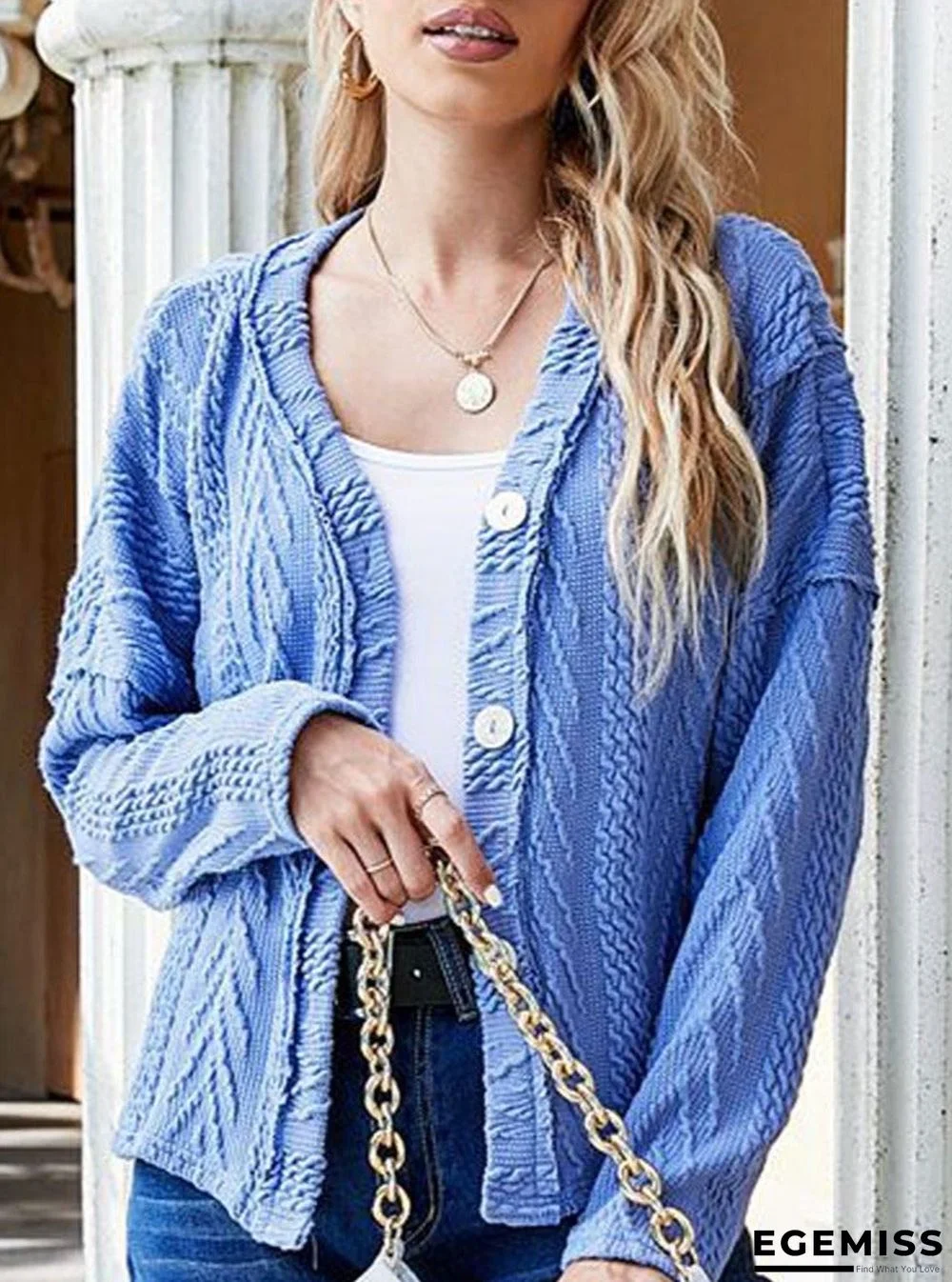 Loose Casual Jacquard Sweater Cardigan | EGEMISS