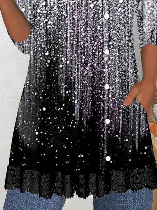 Women Half Sleeve V-neck Solid Color Dress