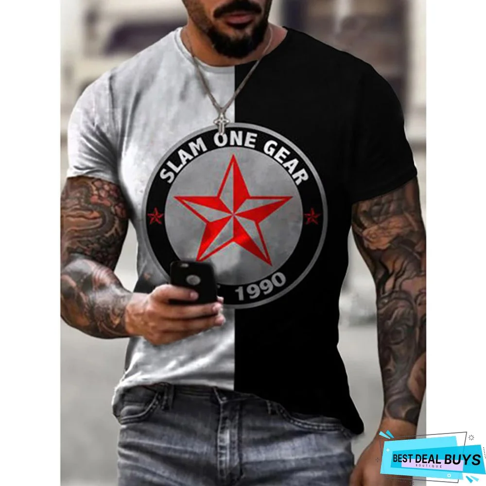 Men's Trim Lettered Men's Fashion Printed T-Shirt