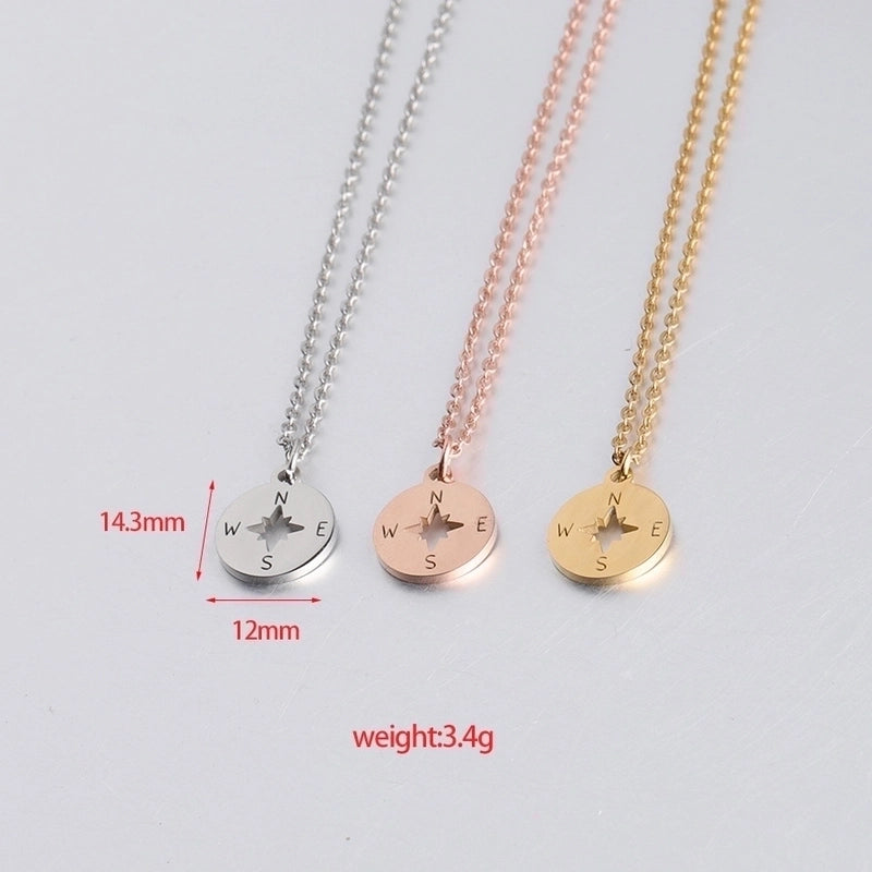 Stainless Steel Titanium Steel 18K Gold Plated Sweet Plating Compass None Pendant Necklace