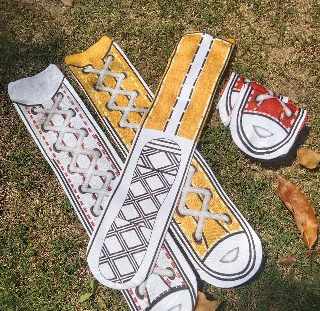 Fun 3D Canvas Shoe Print Socks