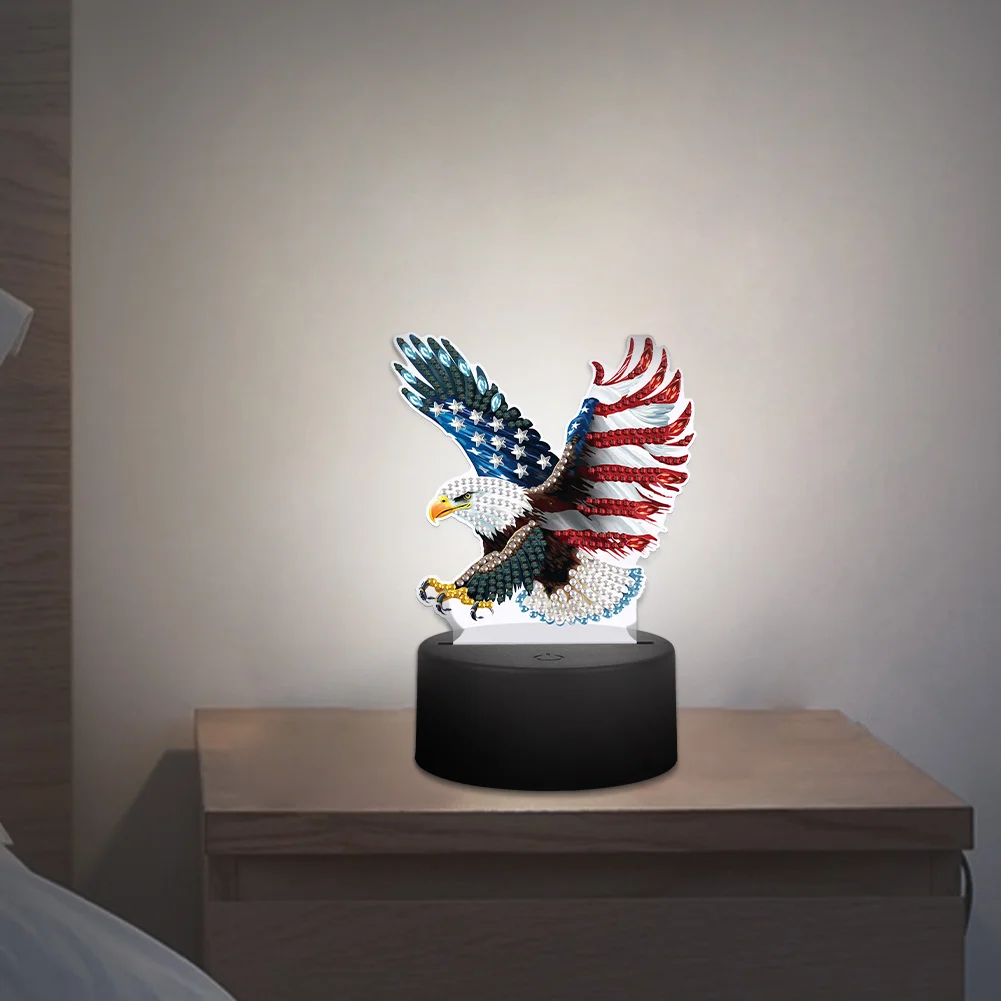 5D DIY US Flag Eagle Diamond Painting Night Light Diamond Painting Lamp