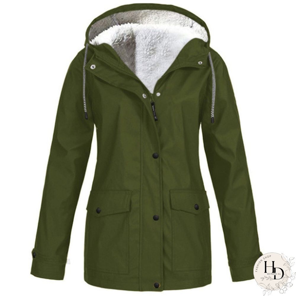 Womens Winter Coats-Solid Plush Thickening Jackets for Outdoor Hiking Plus Size Hooded
