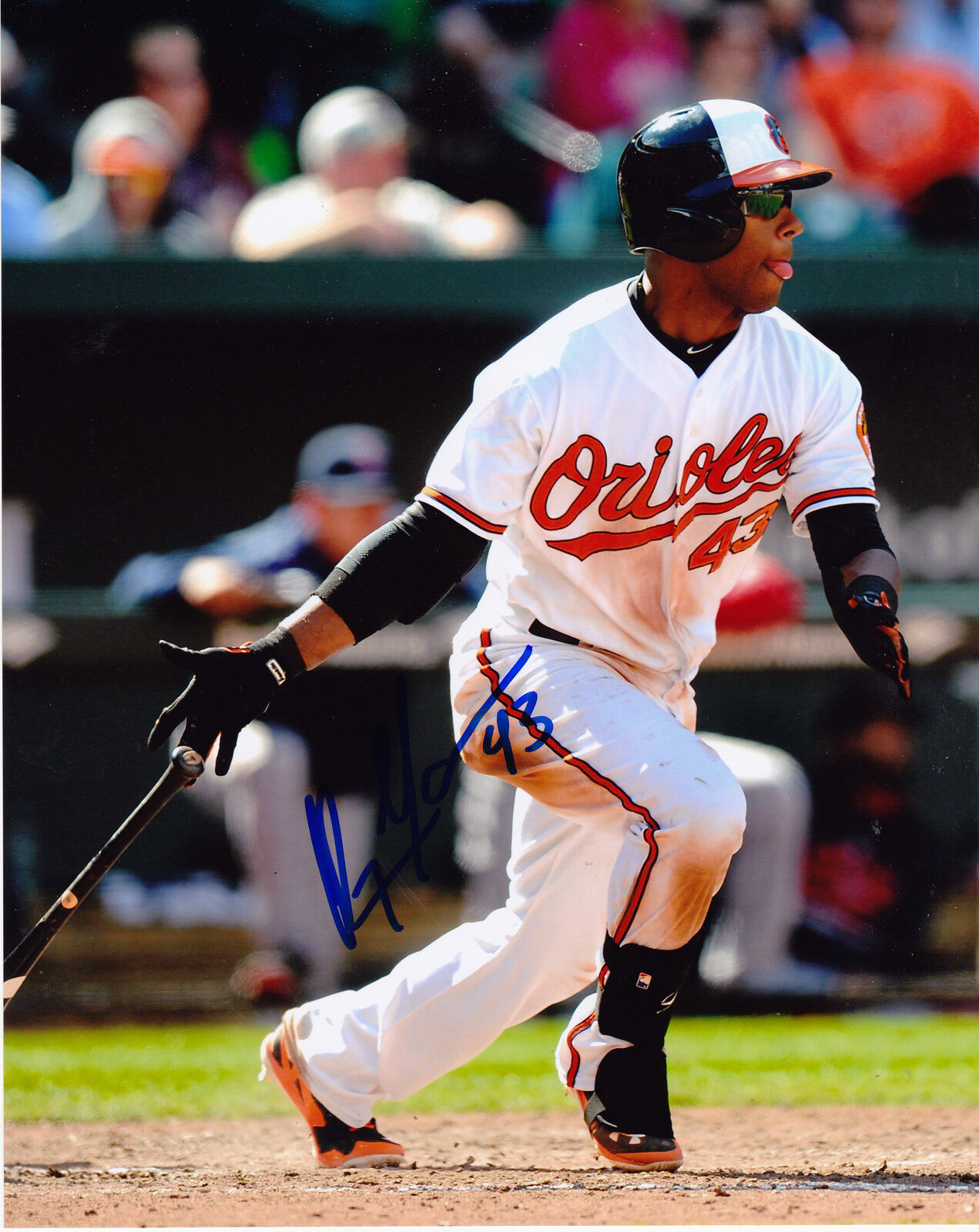 REY NAVARRO BALTIMORE ORIOLES ACTION SIGNED 8x10