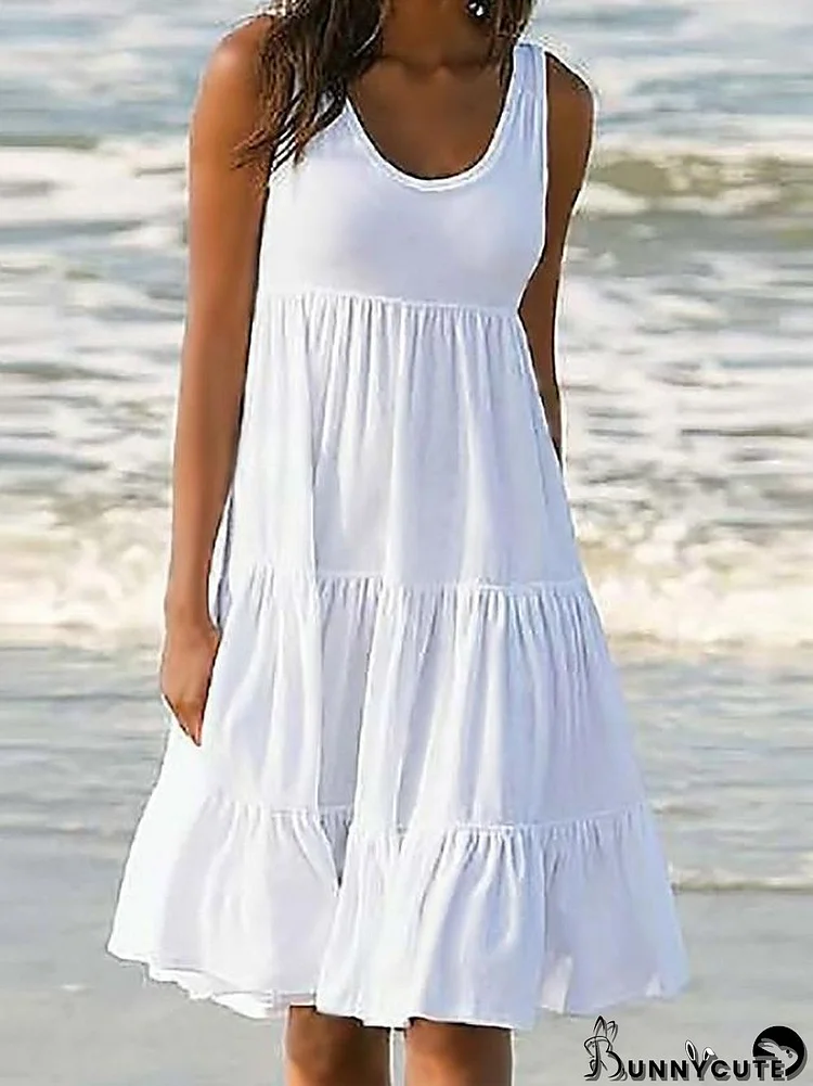 Women's Sundress Knee Length Dress - Sleeveless Summer Casual Vacation Dress Beach Dress