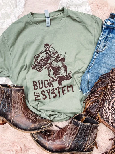 Buck The System Womens Cropped Fashion T-Shirt