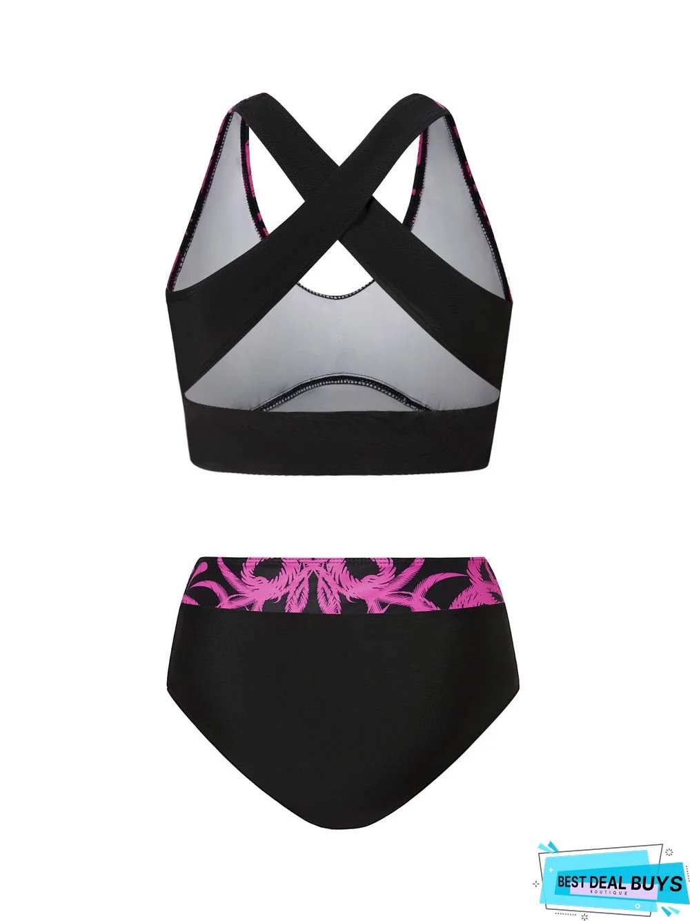 Casual Floral Printing Scoop Neck Bikinis Two-Piece Set