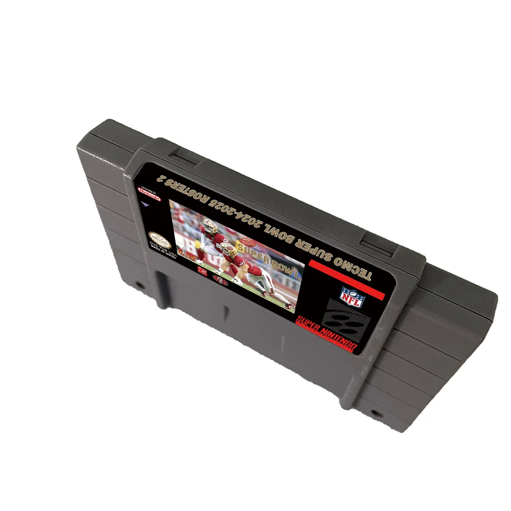 Tecmo Super Bowl 2024-2025 Rosters 1/2 SNES For Super Nintendo Entertainment System - 16 Bit US Version Game Cartridge