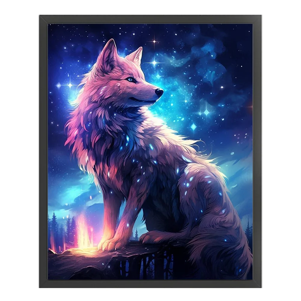 9CT Full Stamped Cross Stitch Bead Embroidery- Wolf(Canvas|41*50CM)