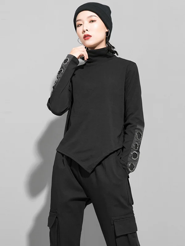 Original Solid Hole Long Sleeve T-Shirts Tops