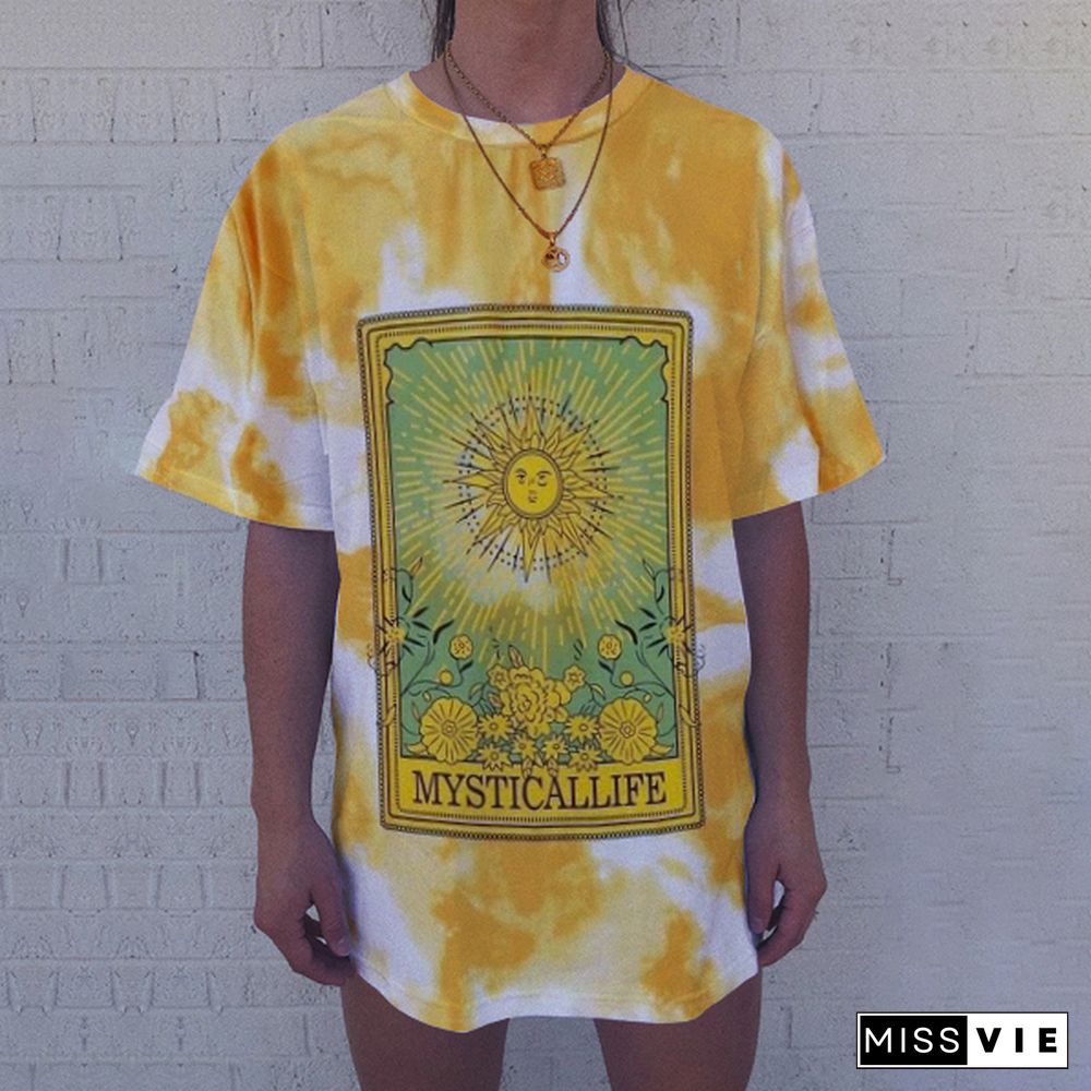 Casual Tie-Dye Printed Short Sleeve T-Shirts