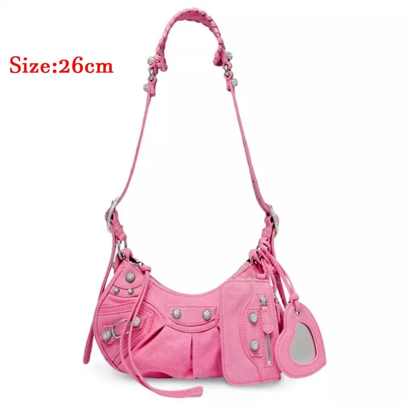 Bag New 2023 Black Gothic White Fashion Black Pink Rivets Crossbody Shoulder Bags Purse Women Underarm Bags  Motorcycle Bag