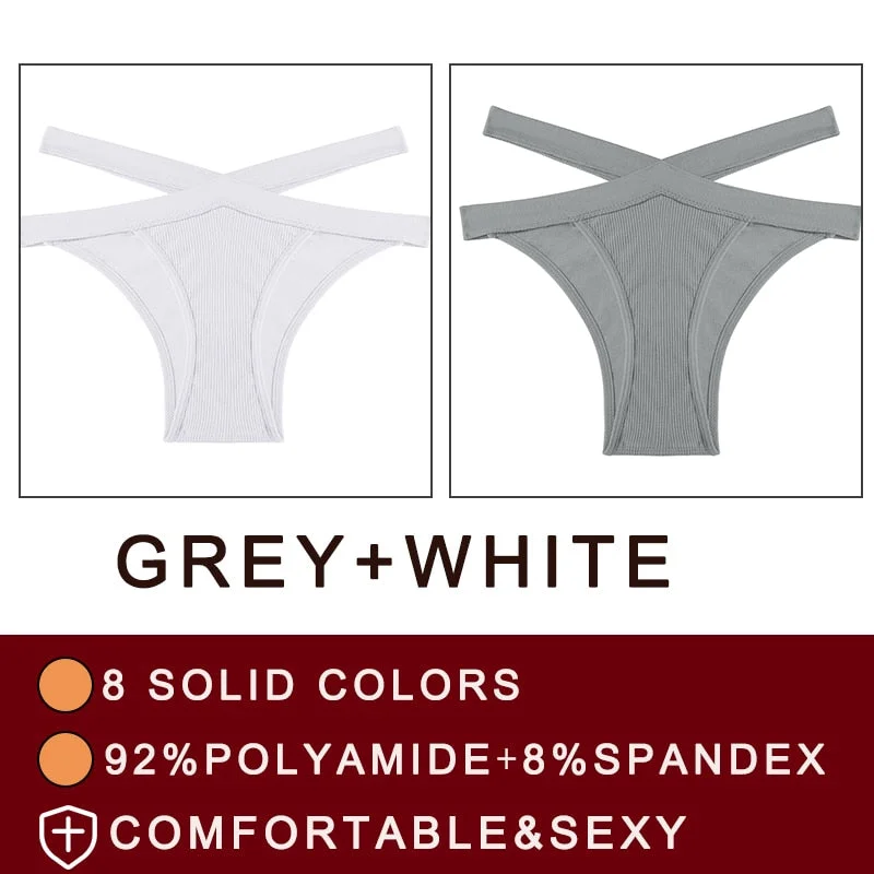 2PCS/Set Cross Waist Strap Women Panties Seamless Underwear Sexy Panties Lingerie Underpants Briefs Solid Color Female Pantys