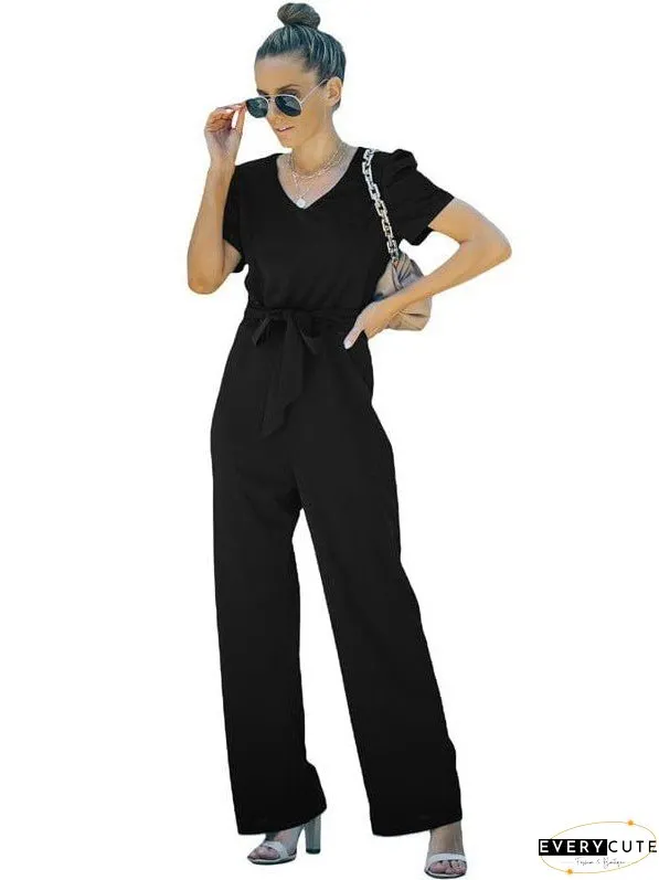 Chic V-neck Short-sleeved Jumpsuit