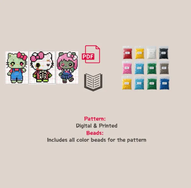 Zombie Sister Set Pixel Pattern Fuse Bead Kit  | Cute DIY Fuse 1214/697/1211 Beads Set