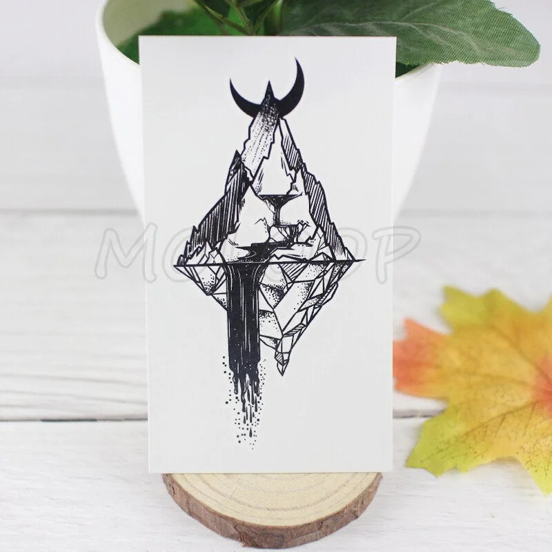 Tattoo Sticker Pine Tree Christmas Plant Black Hand Body Art Water Transfer Temporary Fake Tatto Flash Tatoo for Kid Girl Men