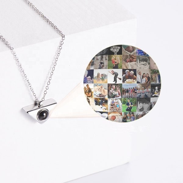 Personalized triangle photo necklace