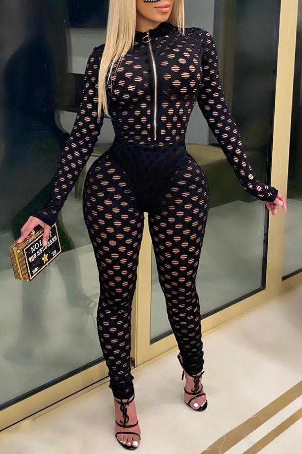 Sexy Hollow See-through Slim-fit Jumpsuit