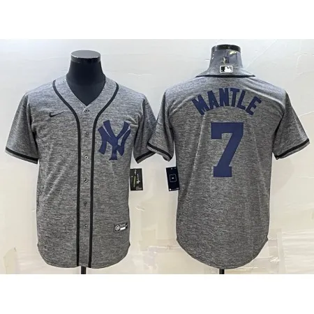 Men's New York Yankees #7 Mickey Mantle Grey Cool Base Stitched Jersey 50V0
