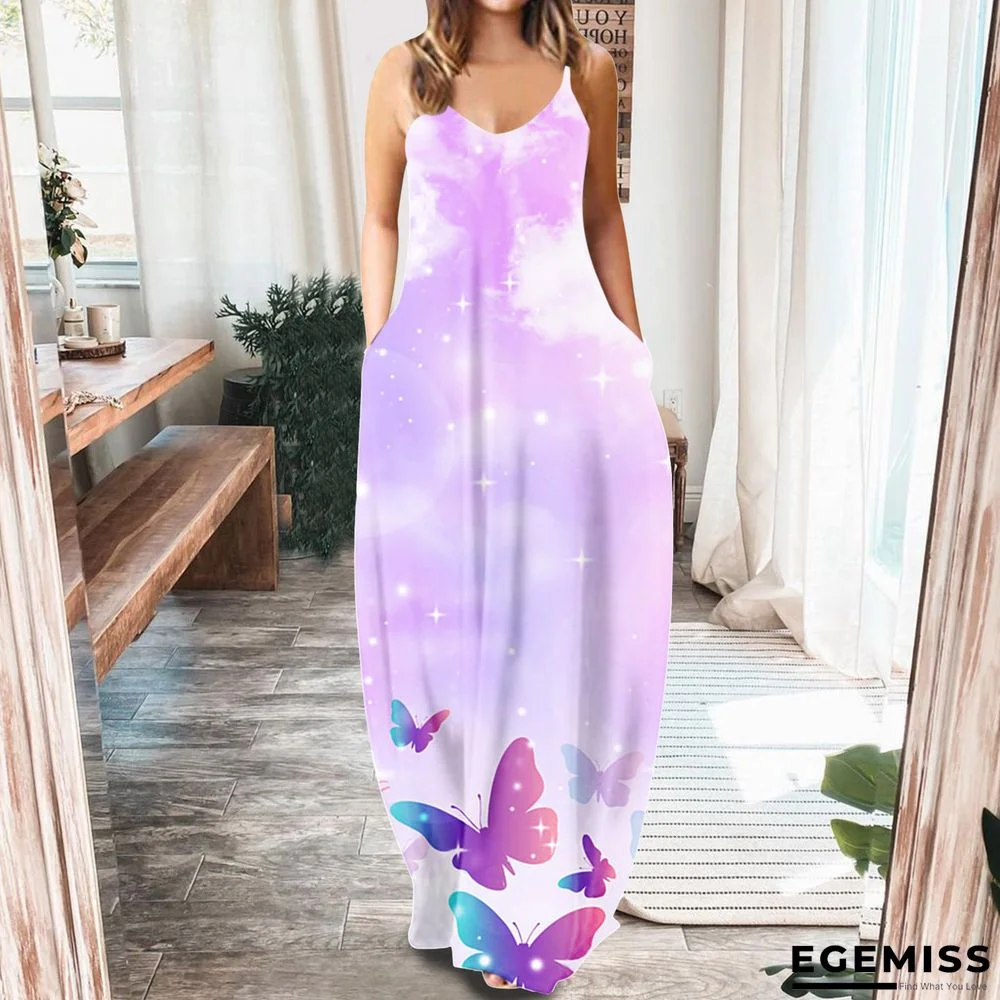 Butterfly Neck Sleeveless Strap Long Dress Black Dresses | EGEMISS