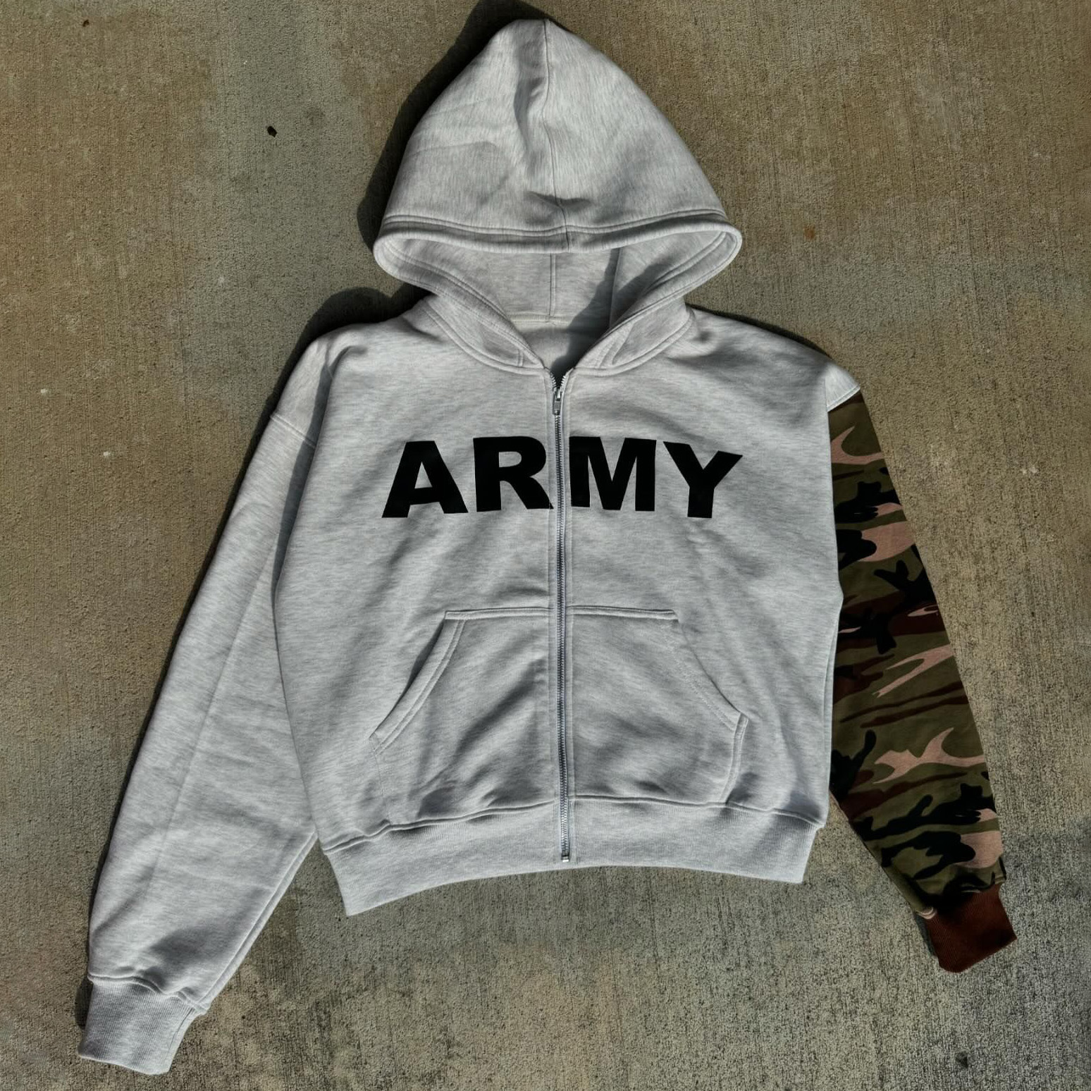 Army Camouflage Print Long Sleeve Zipper Hoodies