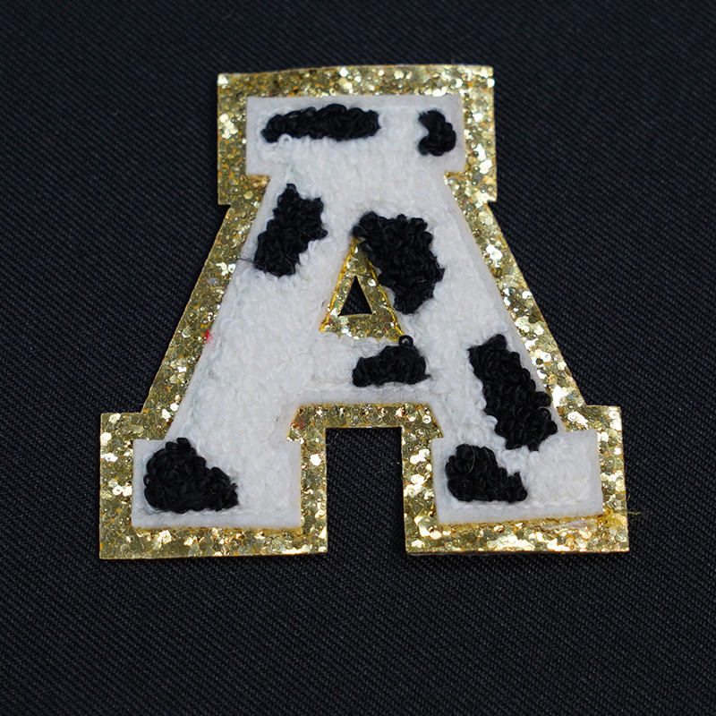 Low moq custom letter A back adhesive iron on chenille patches