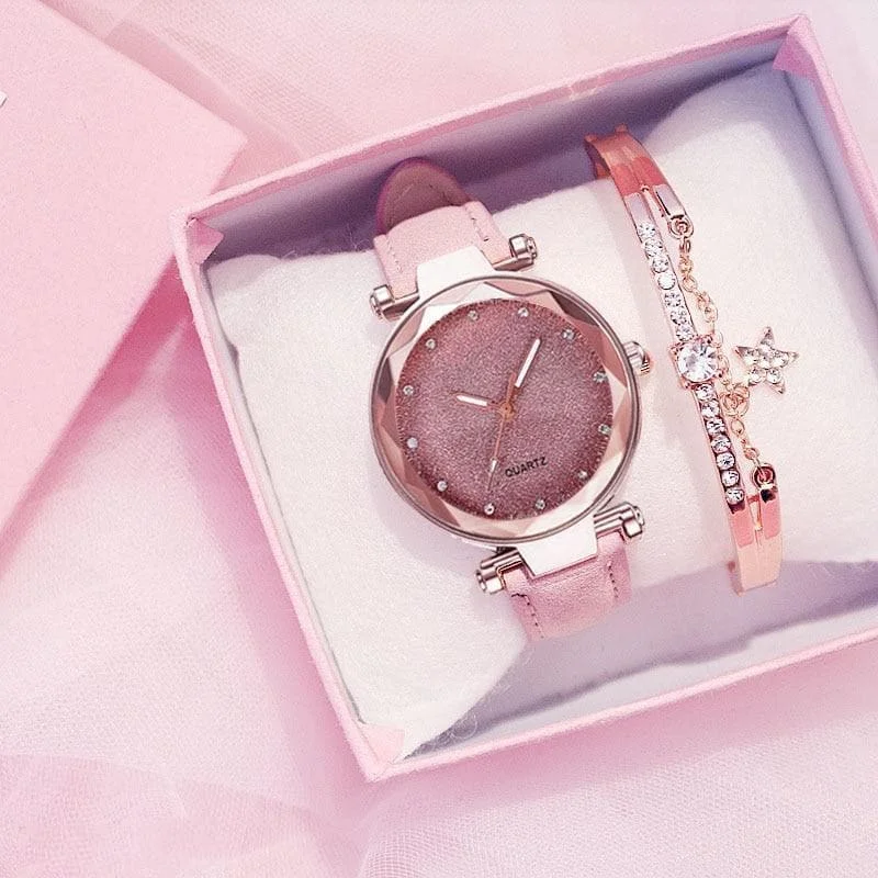 Romantic Starry Sky Watch And Bracelet Set SP16091
