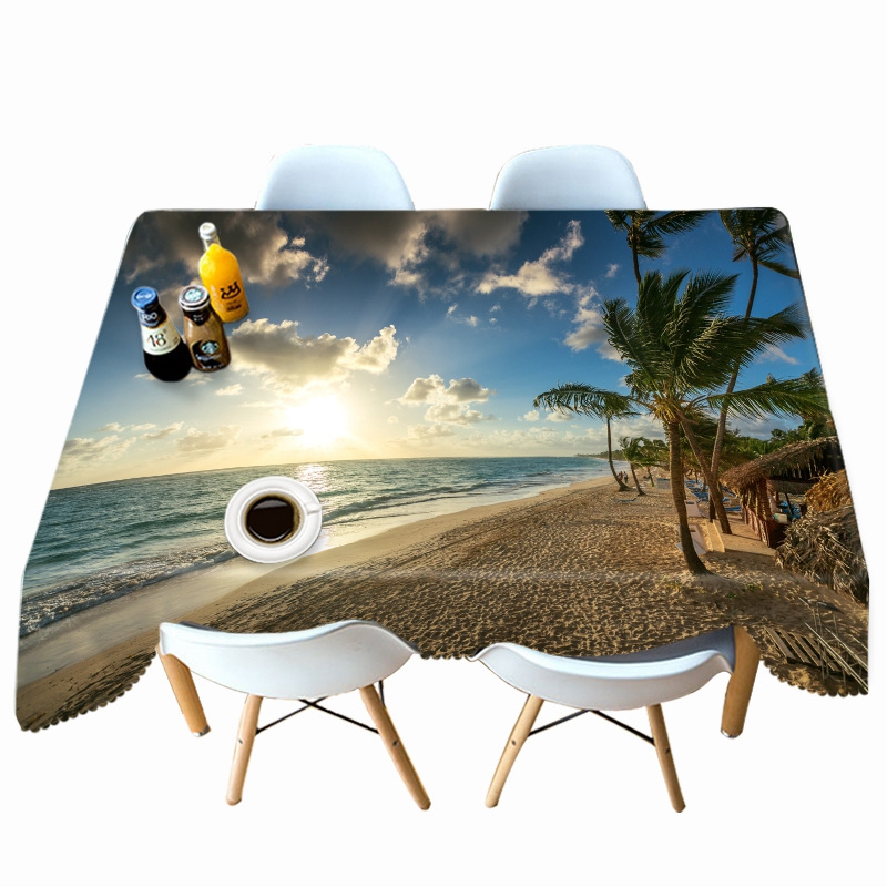 

Seascape Beach Coconut Tree - 3D Tablecloth, 140*140cm, 501 Original