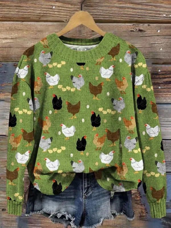 Women's Hens and Chicks Graphic Print Sweatshirt