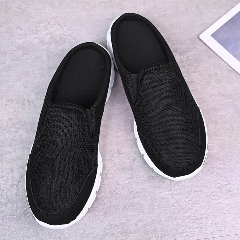 Nine o'clock Large Size Men Casual Mules Super Light Mesh Breathable Male Flats Shoes Outdoor Wear-resisting Slip-on Footwear