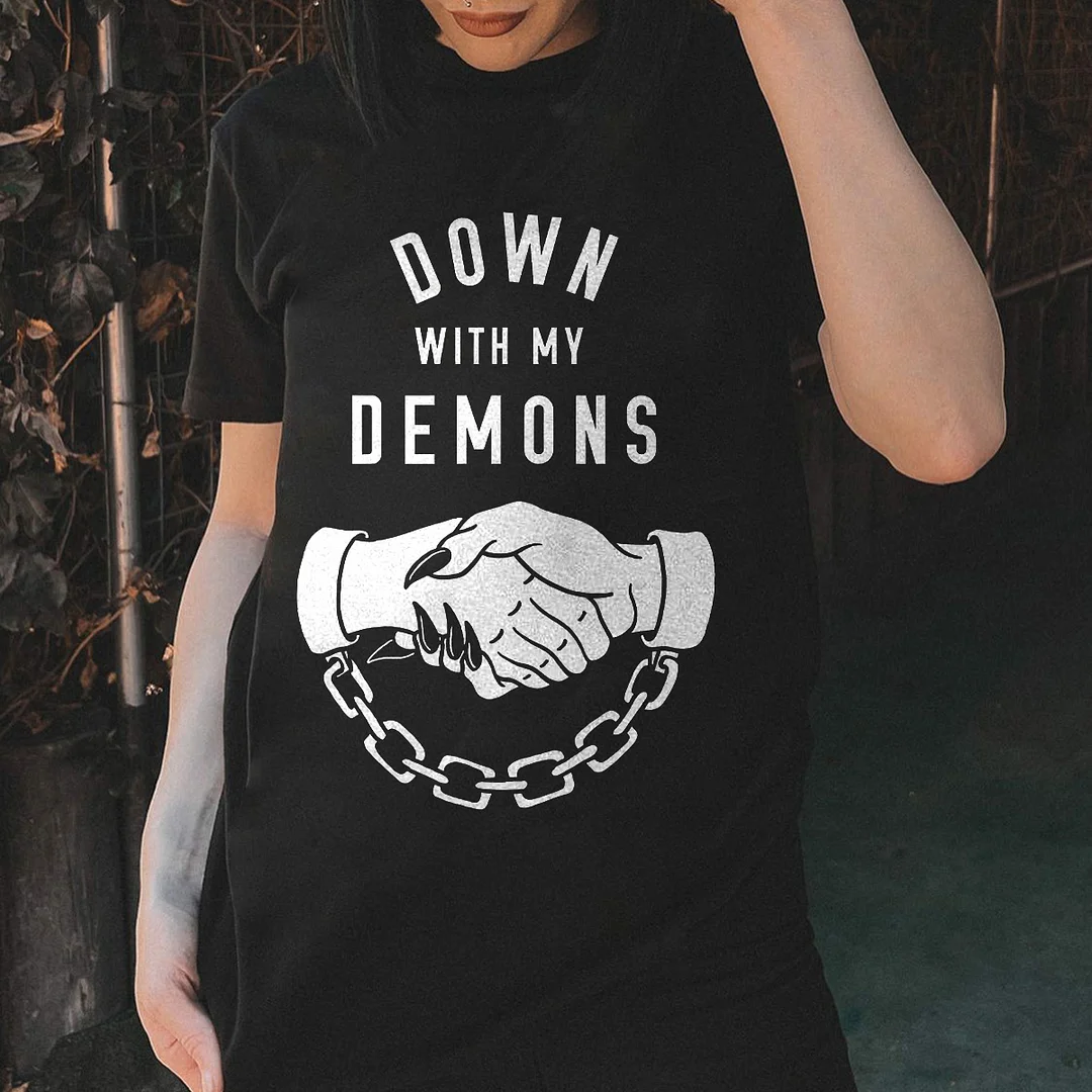 Down With My Demons Printed Women's T-shirt -  