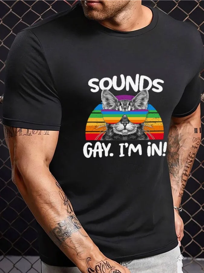 Men's Sounds Gay I'm In Rainbow Pride Month Short Sleeve T-Shirt
