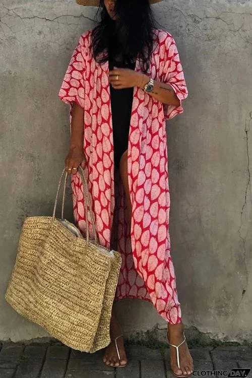 Leaf Belted Kimono Cardigan