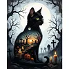 Cat Silhouette Halloween-11CT Stamped Cross Stitch 40*50cm/15.75*19.69in tapestrymarket