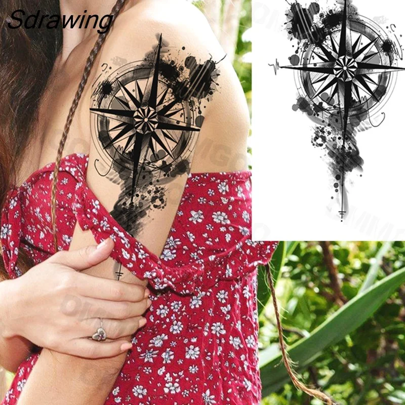 Sdrawing Rose Flower Skeleton Temporary Tattoos For Women Adult Girl Lion Tiger Crown Fake Tattoo Body Art Painting Tatoo Decal