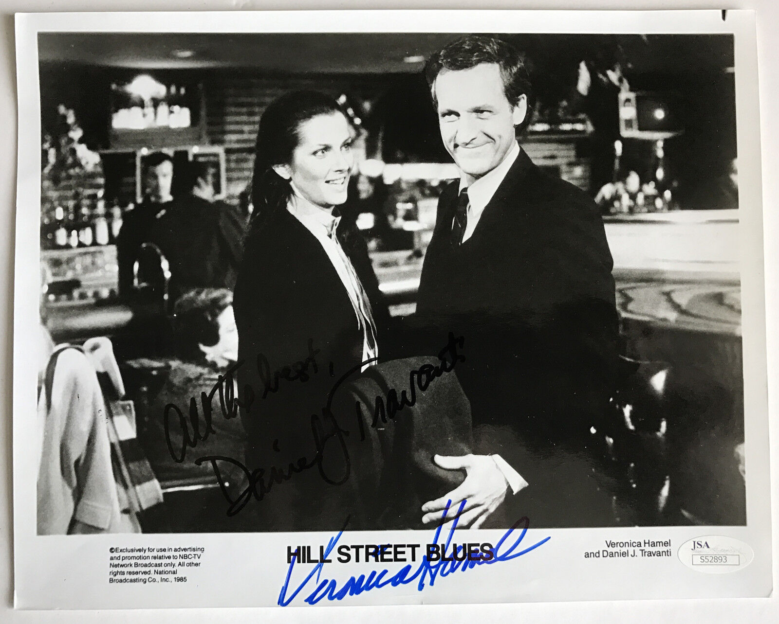 Veronica Hamel Daniel J. Travanti Signed 8x10 Photo Poster painting JSA COA Hill Street Blues