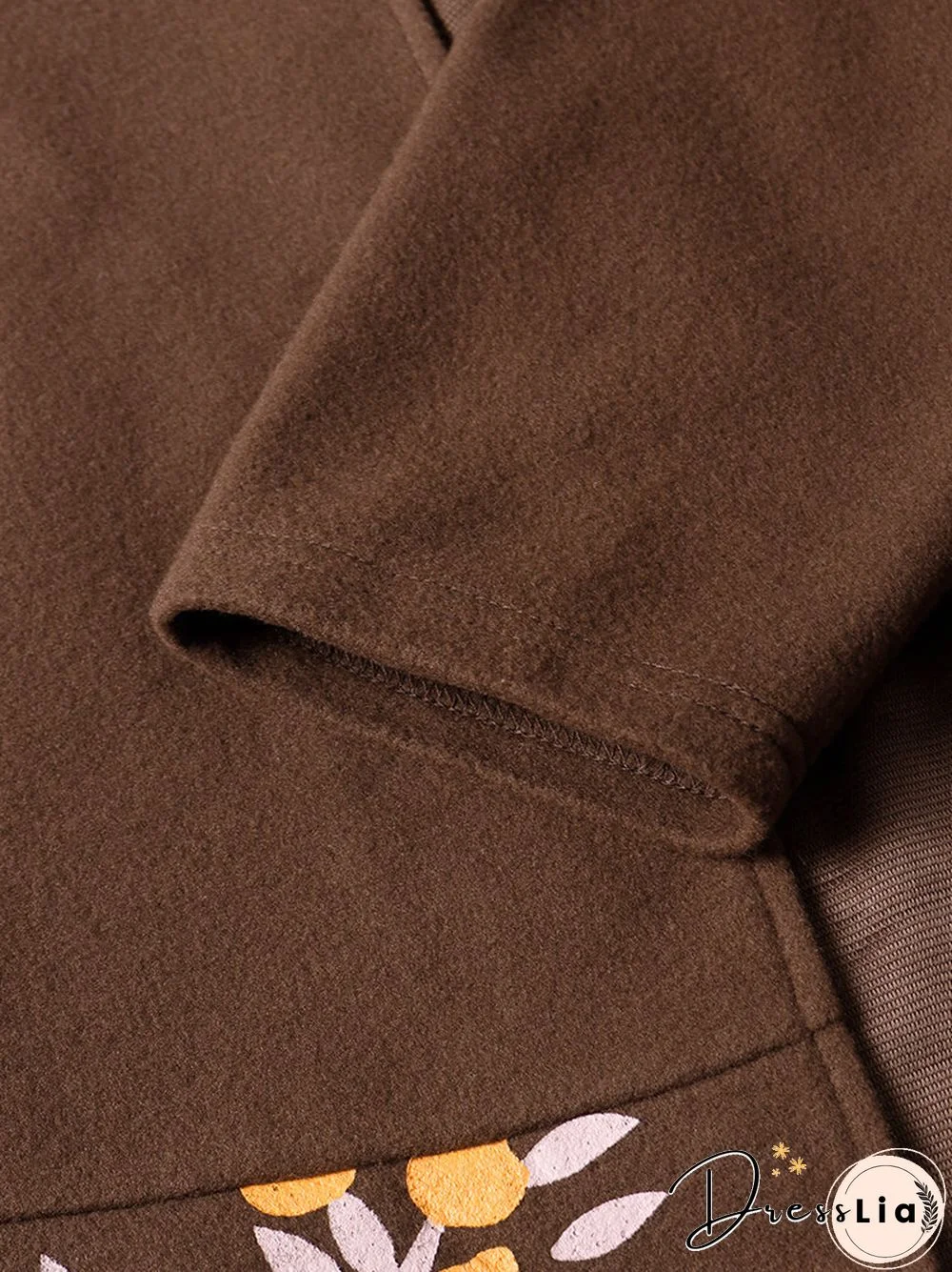 Vintage Flower Print Long Sleeves Casual Coats For Women