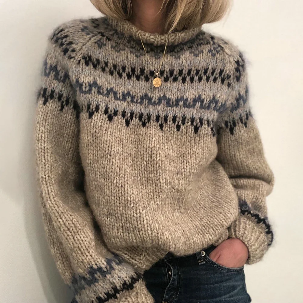 Smiledeer Winter women's half turtleneck printed sweater