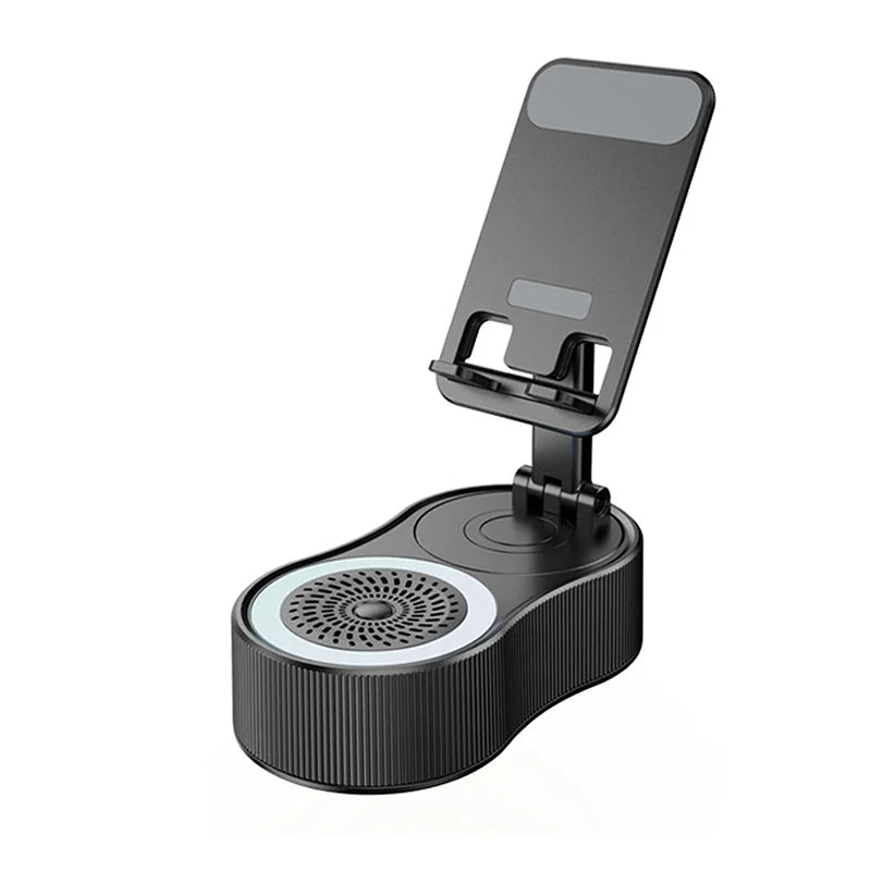 360° Adjustable Phone Stand with Built-in Bluetooth Speaker