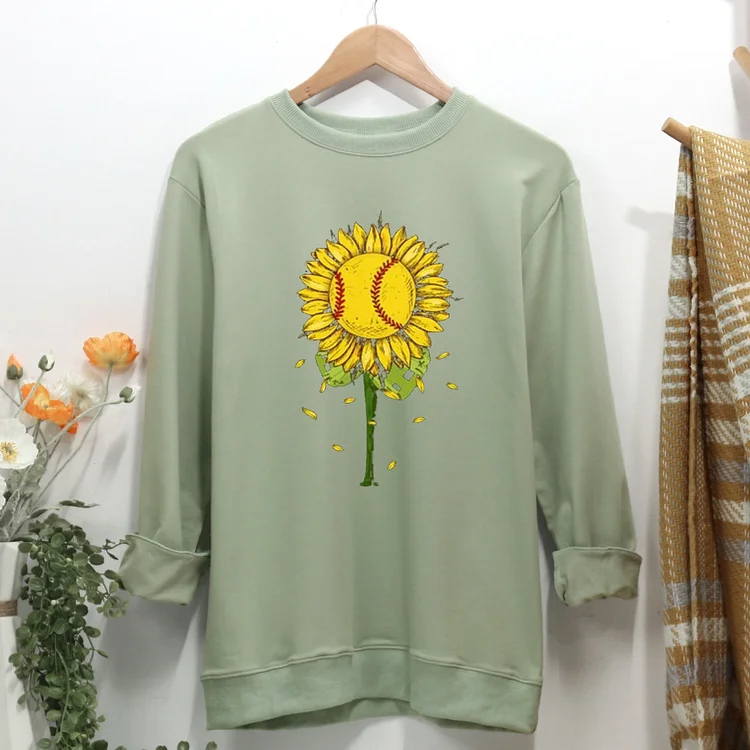 Sunflower baseball Women Casual Sweatshirt-Annaletters