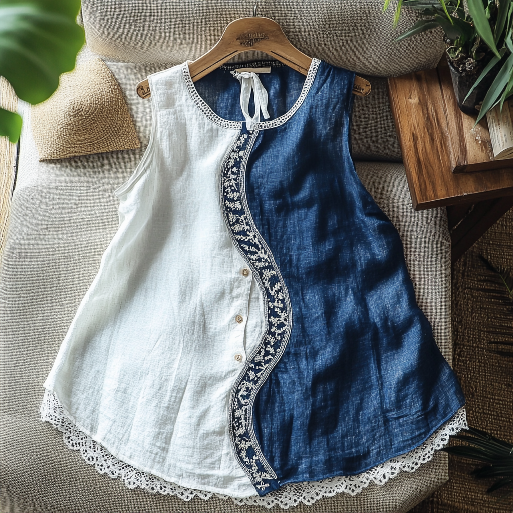  Elegant Embroidered Two-Tone Vest for Casual and Festive Wear