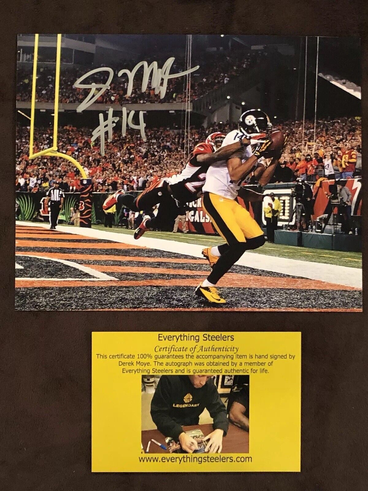 Derek Moye AUTOGRAPH PITTSBURGH STEELERS Legend Signed 8x10 Photo Poster painting TD Penn State